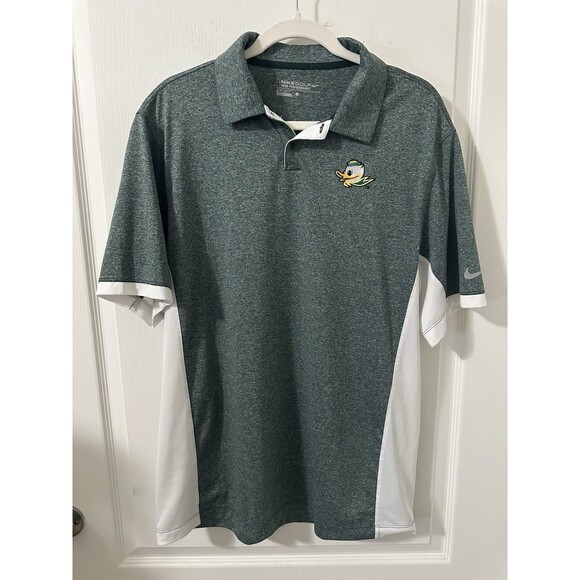 Nike Golf Oregon Ducks Dri Fit Polo Shirt Mens Large Green Short Sleeve - Picture 1 of 10